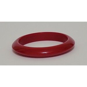 Vintage Cherry Red 1/2" Wide Plastic Lucite Chunky Statement Bangle Bracelet MOD